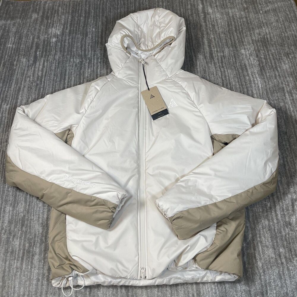 Nike ACG Jacket Mens Small White Tan Therma-FIT ADV PrimaLoft Hooded FV0880-104